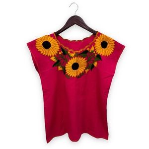 Sunflower Embroidered Mexican Blouse M?